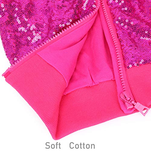 Cilucu Kids Jackets Girls Boys Sequin Zipper Coat Jacket For Toddler Birthday Christmas Clothes Hoodie Hot Pink 4-5T #TOP5