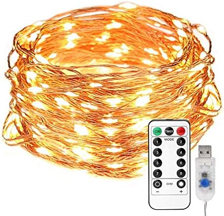 LE Fairy Lights, LED Copper Wire String Lights, Dimmable with Remote/Timer, USB Powered, IP65 Waterproof, Decorative Twinkle Light for Party, Wedding, Garden, Christmas and More (33)