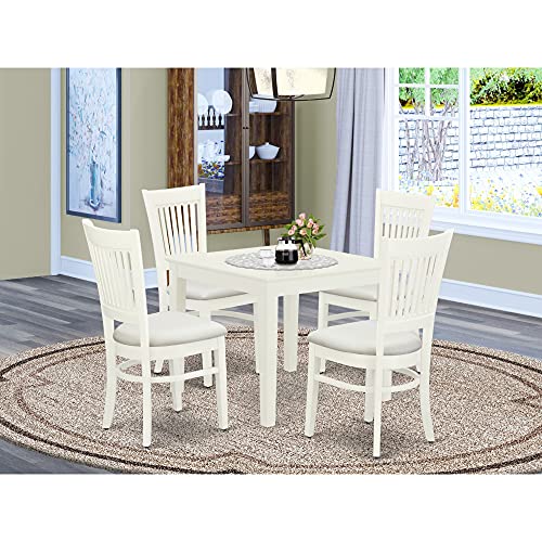 East-West-Furniture-OXVA5-LWH-C-5-Piece-Dining-Room-Table-Set-Includes-a-Square-Wooden-Table-and-4-Linen-Fabric-Kitchen-Dining-Chairs-36×36-Inch-Linen-White East West Furniture OXVA5 LWH C 5 Piece Dining Room Table Set Includes a Square Wooden Table and 4 Linen Fabric Kitchen Dining Chairs 36×36 Inch Linen White