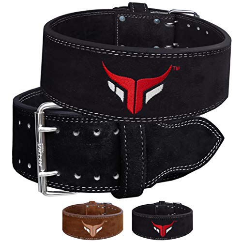 Mytra Fusion power weight lifting belt L4 weight training leather belt power belts for squats workout (Black, Medium)