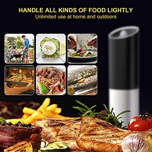 Electric Salt and Pepper Grinder Set Automatic Pepper Mill Grinder Adjustable Coarseness, Battery Operated Stainless Steel Pepper Mill with Light (Batteries Not Included)