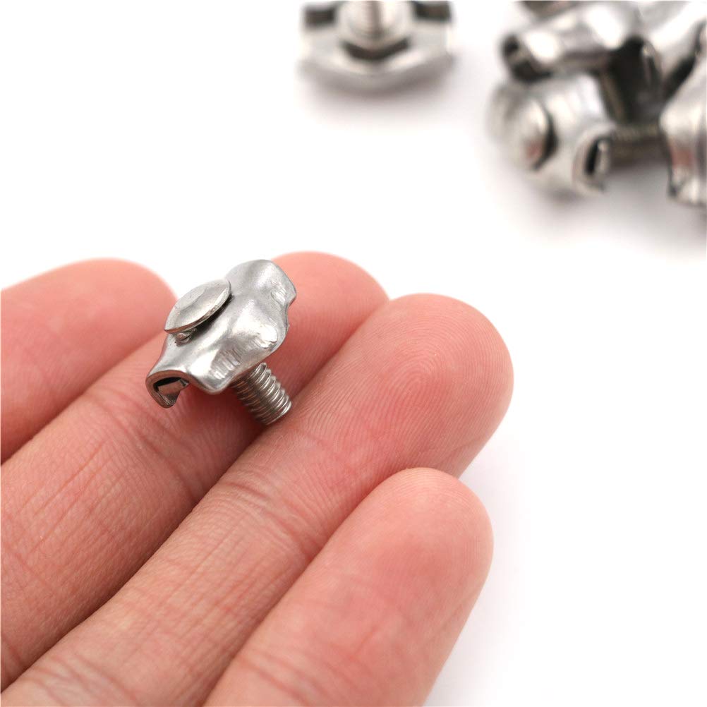 12 Morsetti Duplex Per Cavi In Acciaio 3mm - Morsetti Per Fune In Acciaio Inox 304 Per Tendaggi E Cavi - Foto 5