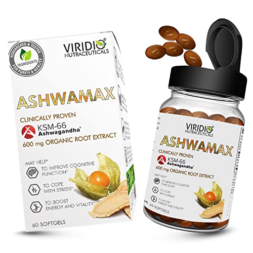 Viridio Ashwamax- KSM-66 Ashwagandha root plus Black pepper Extract, General Health, Anxiety & Stress Relief, Energy & Endurance for Men & Women, 60 Softgel Capsules Viridio Ashwamax- KSM-66 Ashwagandha root plus Black pepper Extract, General Health, Anxiety & Stress Relief, Energy & Endurance for Men & Women, 60 Softgel Capsules
