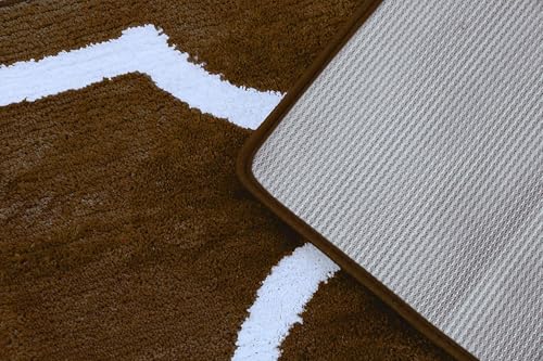 Yafa Home Fashion モダンデザイン マイクロファイバー ソフト バスルームラグ3点セット ノンスリップPVC裏地 (ブラウン) [3]