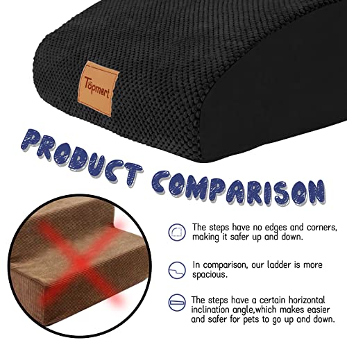 Image of Topmart High Density Extended Foam Dog Ramp&Steps 2 Tiers,11.8 inch High,Non-Slip Dog Stairs,Soft Foam Pet Ladder with Waterproof Cover,Best for Injured,Older Cats,Pets with Joint Pain