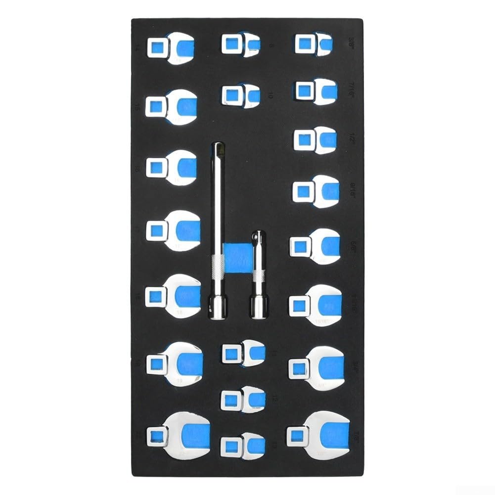 Clés à cliquet tête pivotante 9,5 mm noir lot de 22 pièces SAE métriques