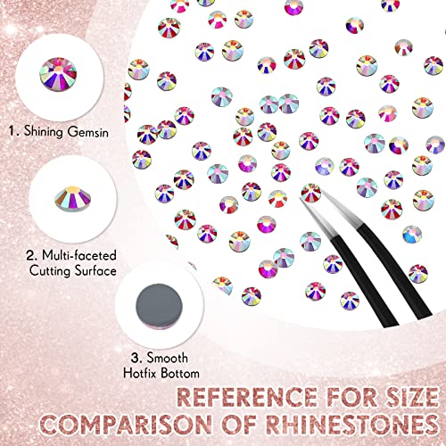 Image of 22000 Pcs Hotfix Rhinestone Bulk Crystal Iron on Flat Back Nail Gems Hot Fix Round Glass Rhinestones for Bedazzling DIY Crafts Clothes Shoes Supplies Decoration 2.7-2.9mm(SS10, Crystal AB)