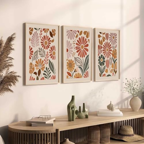 Image of HOTHOUSE Boho Painting Wall Art Home Decoration Paintings With Frame For Living Room Bed Room Hotel Wall Decor Digital Reprint Set of 3 (19X25 inch)