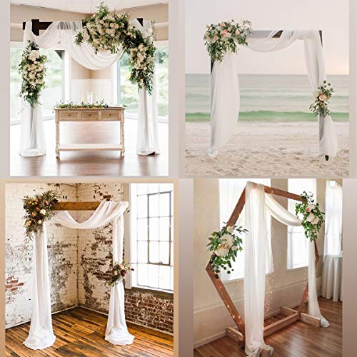 Image of Socomi Wedding Arch Draping Fabric 2 Panels 29 inch x 19Ft Ivory Sheer Chiffon Curtain Drapes 6 Yards for Wedding Ceremony Birthday Party Decoration