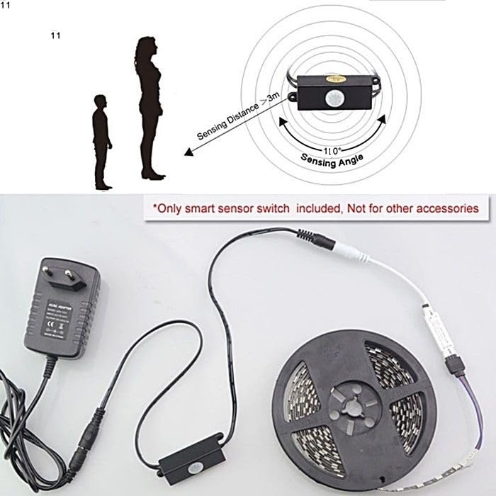 Image secondaire de Taikuwu Interrupteur Capteur Infrarouge PIR 5-24V DC pour LED Strip - Détection 5m 110° - Connecteur Mâle/Femelle Inclus