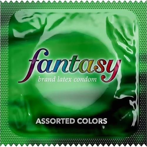 Fantasy Colors Condom Bundle With A Silver Sleek Pocket Case, Premium Lubricated Colored Latex Condoms-24 Count #TOP6