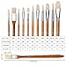 Fuumuui Oil Paint Brushes, 11pcs Professional Natural Hog Bristle Acrylic Paint Brush Set Perfect for Oil and Acrylic Painting with Long Handle