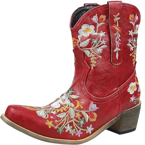 Botte Western pour Femmes FGRID à Bout Pointu Solution Confort Mollet Large