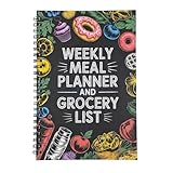 Bloc de notas de planificación de comidas 100 páginas espirales, agenda semanal con listas de compras, para mujeres, mamá, cocina, hogar, trabajo, escuela, universidad, gimnasio