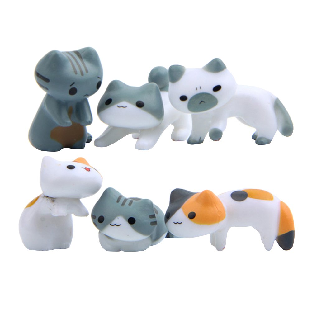 WINOMO 6 Stücke Mini Nette Katzen Miniatur Garten Micro Landschaft Hause Sukkulenten Bonsai Blumentöpfe Craft Decor - 