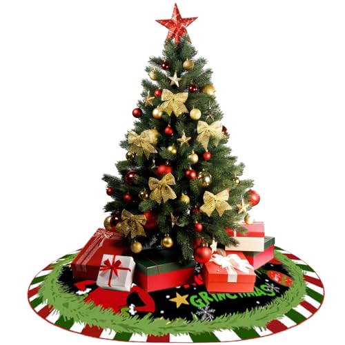 Christmas Tree Skirt 48 Inches Tree Skirts, Large Christmas Decor Mat for Decor Holiday Party Indoor Outdoor