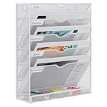 EasyPAG Metal 6 Tier A4 Wall Mounted Document Holder,Hanging Wall File Organiser,Pigeon Holes Storage,In Tray,Magazine Rack for Office & Home Upgrade,White