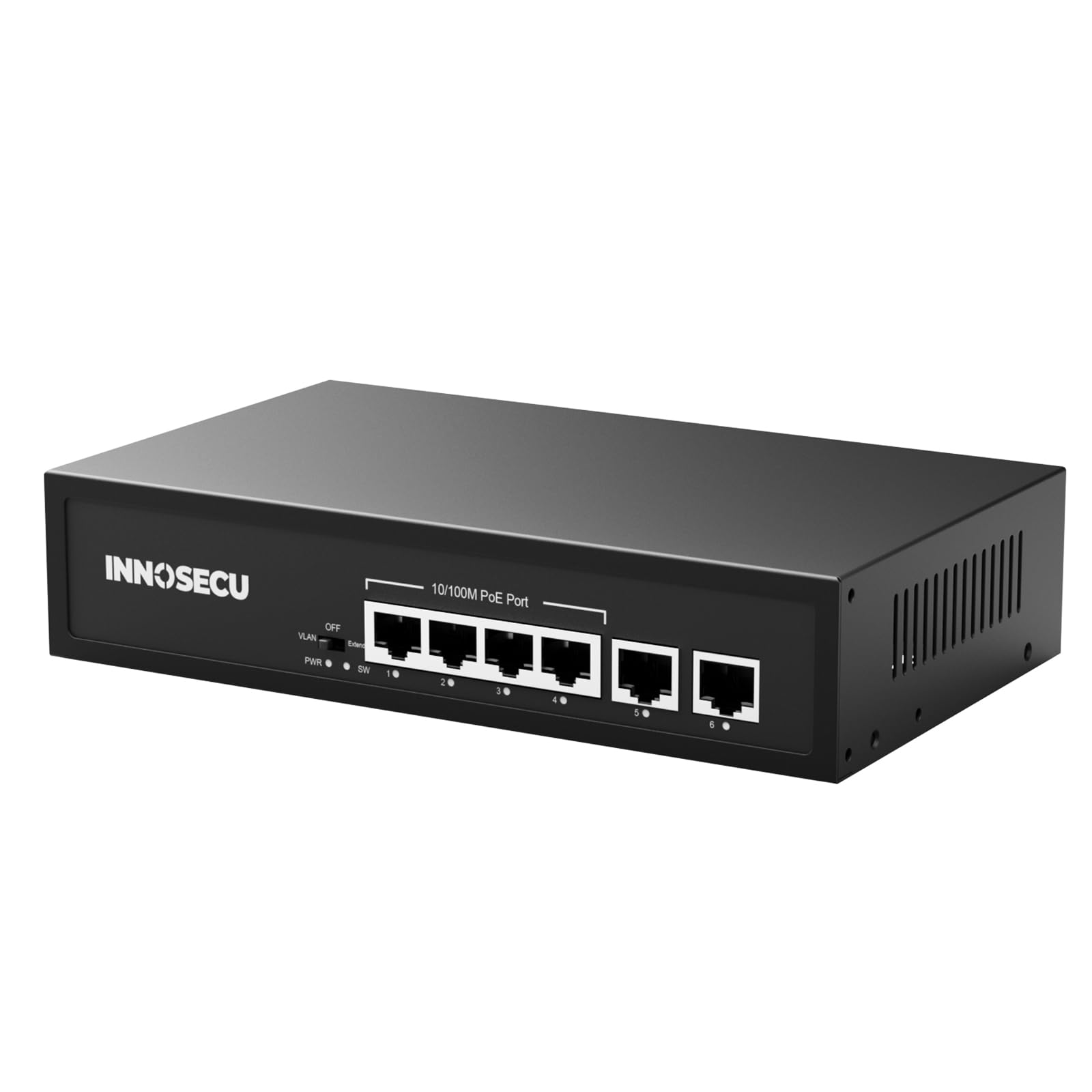INNOSECU 4 Port PoE Switch,Unmanaged,30W Per Port,Total Budget 65W, 10/100Mbps PoE+ Ethernet Switch with 2 Megabit Uplink Ports,803.af/at Compliant,