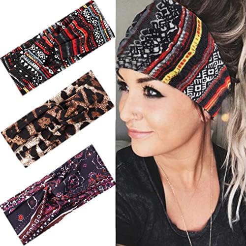 Catery Boho Headbands Criss Cross Headband Headpiece Bohemia Floal Twist Head Wrap Hair Band Vintage Stylish Elastic Turban Fabric Hairbands Fashion Hair Accessories for Women(Pack of 3) (Casual)