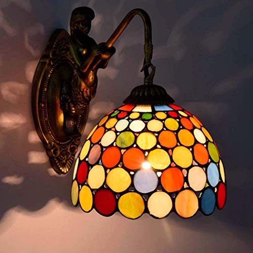 Preisvergleich Produktbild DXDUI Tiffany Style Wandleuchte Lampe in handgefertigten Glasmalereien Wandleuchten Beleuchtung für Schlafzimmer Flur Treppe Wandleuchte mit Beauty Base, E27,Singlehead