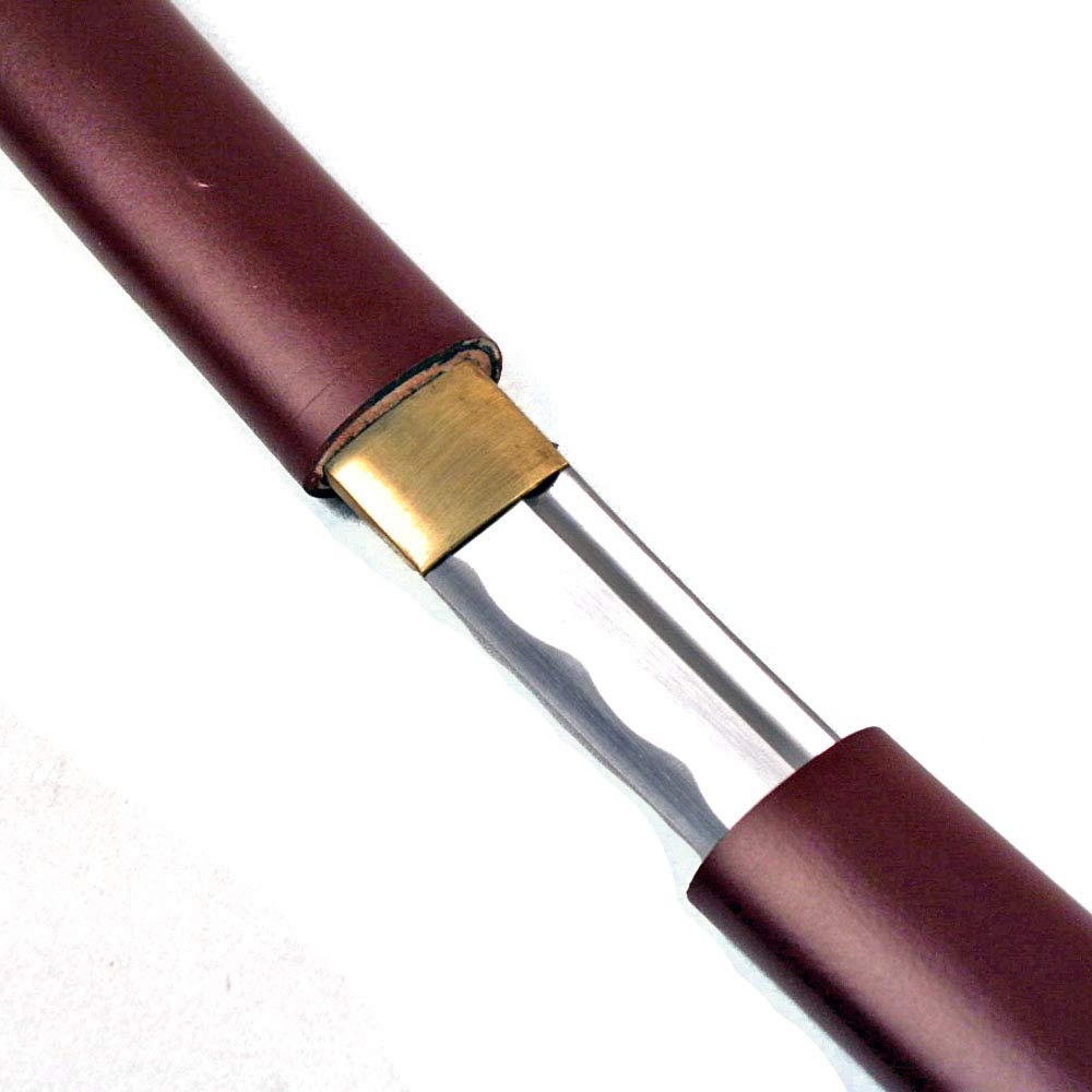 Kenshin Sword God, Japanese Shirasya Japanese Functional, Full Tang 1045 Carbon Steel (Burgundy)