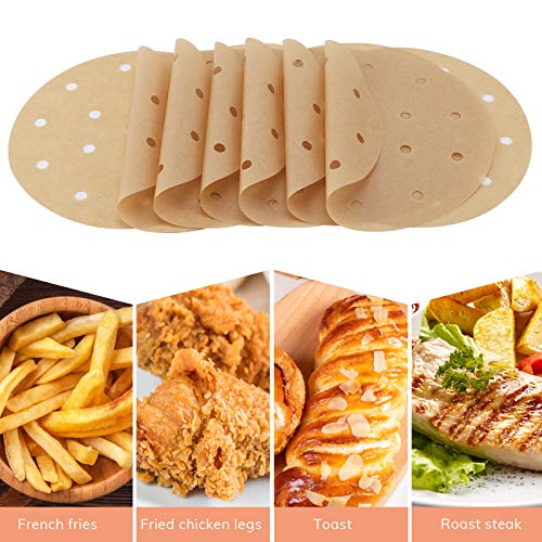 Beasea BCUS520397_2X Air Fryer Round Liners 6 Inch, 200Pcs Parchment Paper Unbleached Filter Paper Perforated Parchment Paper Bamboo Steamer Papers thumb #5