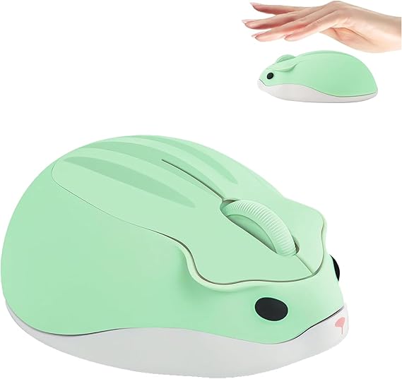 Wireless Mouse Cute Hamster Shape Silent Quiet Click Portable Mobile Fun Travel Optical 1200DPI USB Funny Cool Cordless Mice for PC Laptop Computer Notebook MacBook Kids Girl Women Men Adults Gift