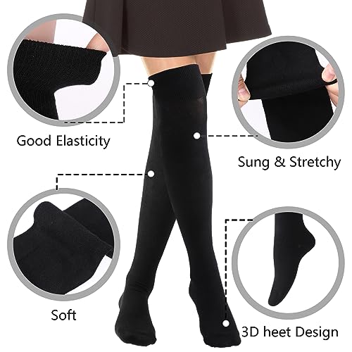 DIVINA VITAE Zwarte Kniekousen voor Vrouwen Over De Knie Sokken Katoen Lange Tube Kousen Extra Lange Dij Hoge Sokken Vrouwen Compressie Sokken Winter Beenwarmer Hoge Sokken Casual voor Dagelijks - Afbeelding 5