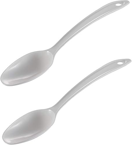 Hutzler Lopol - Juego de 2 cucharas de cocina de nailon, 11 pulgadas, color blanco