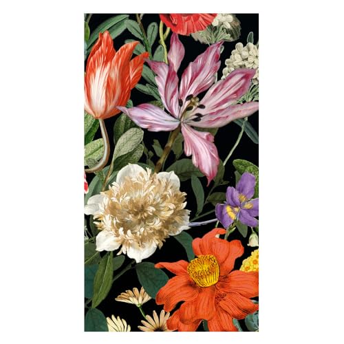 Caspari Dutch Floral Black Guest Towels - includes 15 Guest Towels