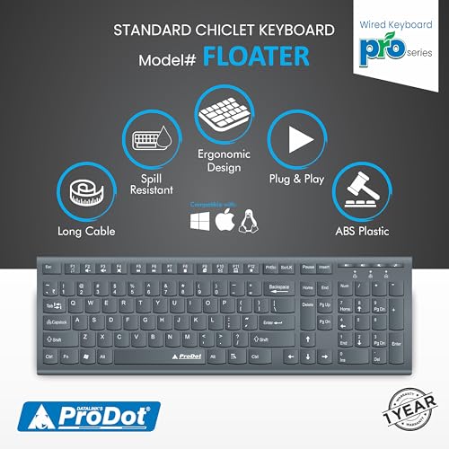 Image of ProDot High-Performance Wired Multimedia Chicklet Keyboard, Mouse & USB Hub Set for Laptop, PC, Game and Office Work (Black)