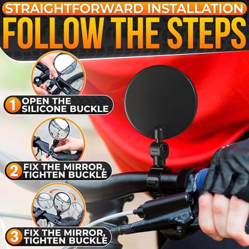 Image of Cycle Rearview Mirror, Essential Cycle Mirror for Safe Riding and Enhanced Visibility Bicycle Rear View Mirrors with Protective Film Adjustable 360 Handlebar Convex Mirror (2 Pieces)