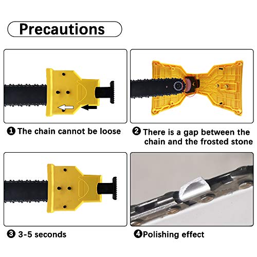 XBUTY Chainsaw Sharpener, The Second Generation New Portable Chain Saw Blade Teeth Sharpener with 4 Pcs Fast-Sharpening Stone Grinder Tools for 14/16/18/20 Inch One/Two/Nonporous Holes (Yellow)