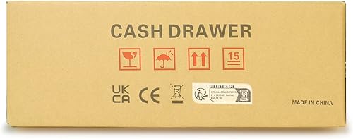 Miniatura 10 de HONEY BEAR Cajón para efectivo de 16 pulgadas, acero de calibre pesado, bandeja de 4 billetes y 8 monedas, apertura manual, apertura manual (estilo