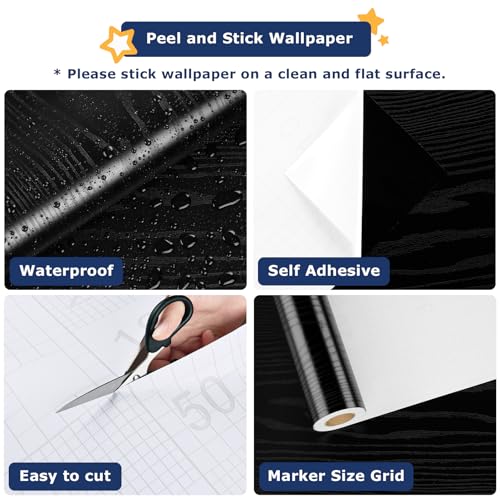 Papel de contacto de madera negra WESTICK vinilo decorativo premium para pared y puertas 7