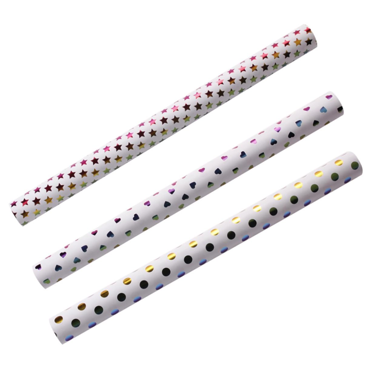 Healeved 3 Set Di Carta Da Imballaggio in Con Fiori Stelle E Puntini Motivo Per Progetti Fatti A Mano 3 Pezzi*3