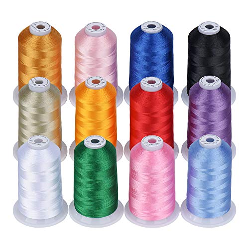 Image of Simthread 12 Brother Colors of Huge Spool 5000M Polyester Embroidery Machine Thread for Commercial and Domestic Embroidery Machines -Assorted Color 1