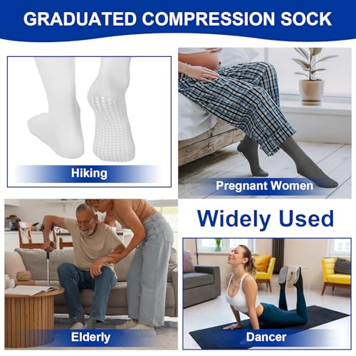 3 Pair Non Slip Compression Socks for Women Men 20-30 Mmhg Anti Skid Graduated Compression Socks4