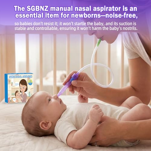 Image of Nasal Aspirator for Baby with 30 Hygiene Filters 0-12 Months, Compact Size, Baby No Bulky Feel Reusable Infant Nose Cleaner, Easy to Use and Clean, Portable for Both Travel and Home Use-Purple