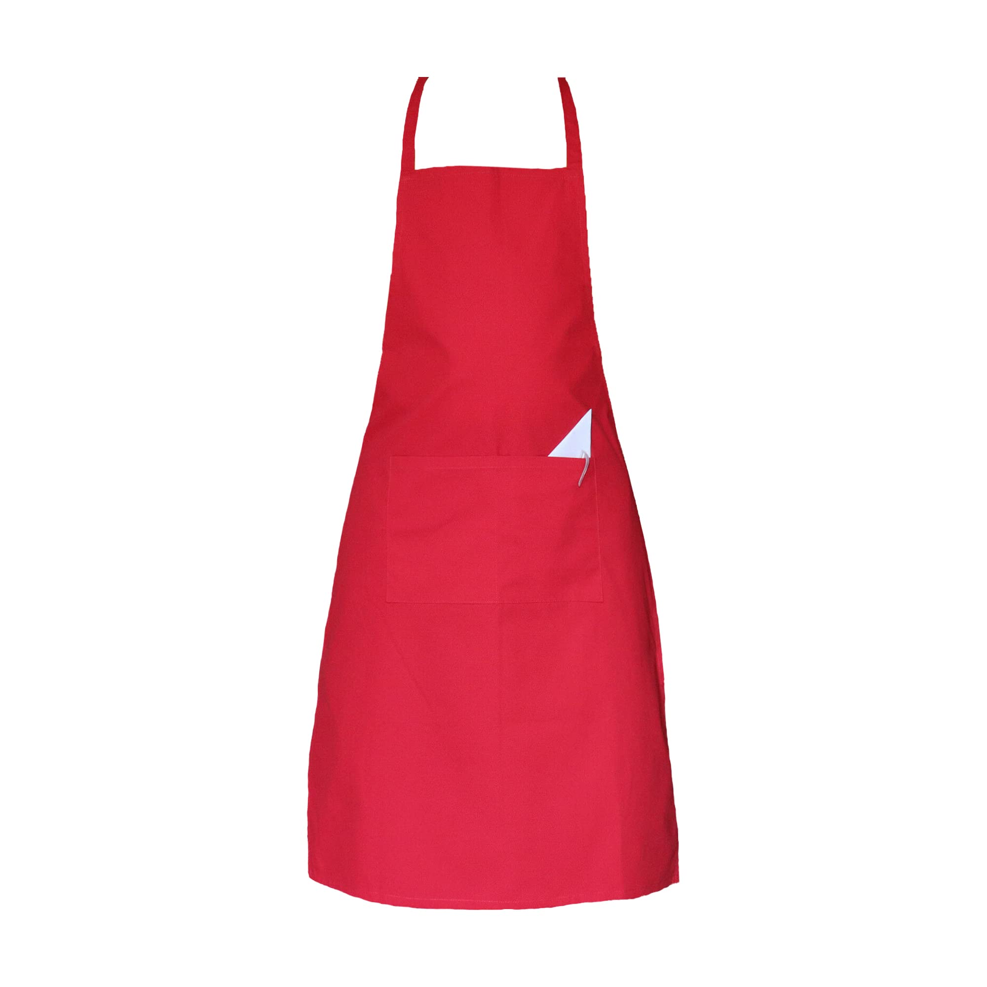 P-H Unisex Red Full Apron Adjustable 2 Front Pockets Chef Apron Kitchen Café, Pub And Restaurant Men And Women Apron (Red)