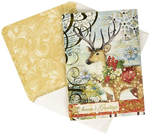Punch Studio Christmas Reindeer Woodland Whimsy Dimensional Holiday Greeting Cards - Set of 12 (57761)