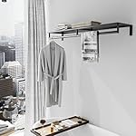 Wall Mounted Clothes Rack with Top Shelf, 46.5'' Industrial Clothing Rack Heavy Duty, Metal Shelf with Hanging Rod, Garment Rack Laundry Room Shelves, Space Saving - Image 4