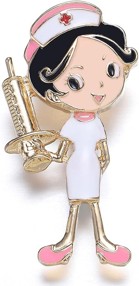 HANRESHECute Nurse Brooch Doctors Nurse Gift Medical Jewelry Gold Plated Lapel Pin Meatl Cartoon Enamel Pins Brooches Accessories Bag Hat