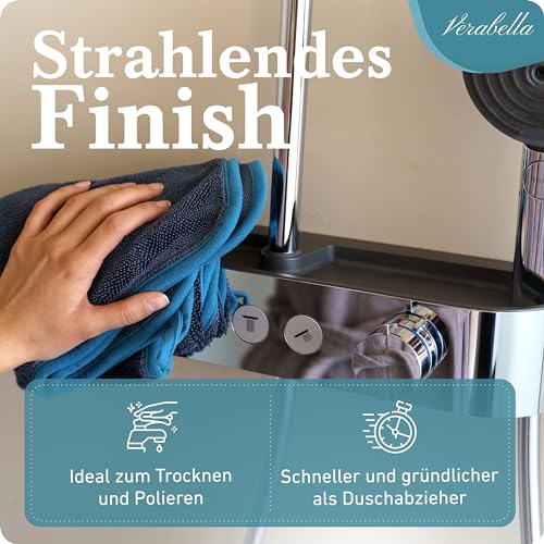 Verabella® 2er Set Trockentuch Dusche zur effektiven Reinigung für Bad & Dusche - 60x40cm Badezimmer Mikrofasertuch extrem saugstark & maschinenwaschbar - Microfaser Putztuch, Duschkabinen Tuch