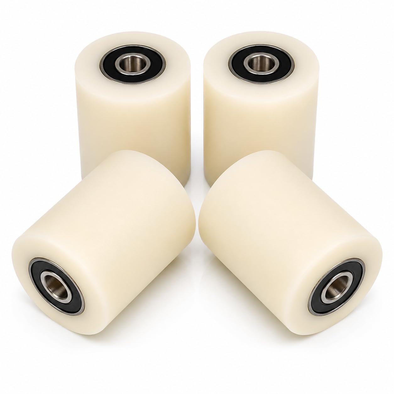 Lot de 4 rouleaux en nylon polyamide, 4 cm de diamètre, 50 cm de largeur, roulements de 0,8 cm, usiné avec précision dans l'UE (40-50-8)