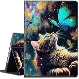 CGFGHHUY for Samsung Galaxy Tab S6 Lite Case 10.4 inch 2022/2020 Release Lightweight Protective PU Leather Smart Stand Cover with Auto Wake Sleep - Galaxy Cat and Butterfly