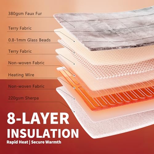 Image of Homemate Heated Weighted Blanket for Adults - 62 inchx84 inch 15lbs Electric Throw Fast Heating Heavy Blanket 1 /2 /4 /6 /8 Hour Auto Off 10 Heat Levels Over-Heat Protection Luxury Faux Fur Sherpa