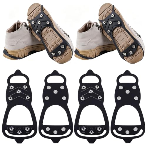 2Pairs Ice Cleats for Shoes and Boots Ice Spikes Crampons for Hiking Boots