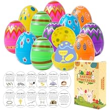 KATINAT 12 Pcs Resurrection Easter Story Eggs with Matching Religious Easter Story Cards,Christian Easter Gifts for Kids, Easter Basket Stuffer for Kids