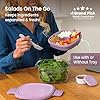Bentgo Glass Salad Container - 7.6-Cup Salad Bowl with Airtight Lid, Leak-Proof Sauce Container, 4-Compartment Bento Tray & Reusable Fork - BPA-Free for Meal Prep, Office & More (Lavender)